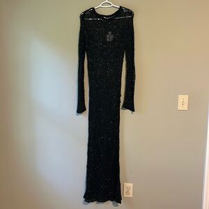 NWT the Ragged Priest Siren Sequin Distressed Knit Maxi 10 M